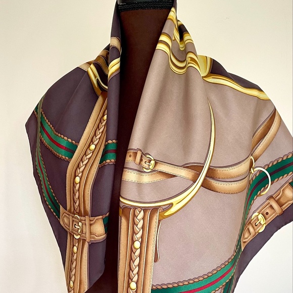 New Gucci Unisex Scarf Iconic Horsebit Logo Print Silk Wrap - Picture 7 of 15